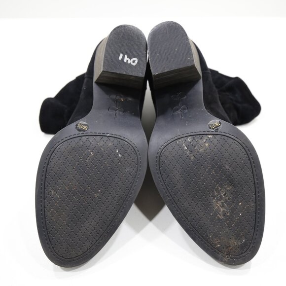 Jessica Simpson Yvette Black Suede Leather 3" Block Heel Pull-On Ankle Boots - 7 - Picture 7 of 7